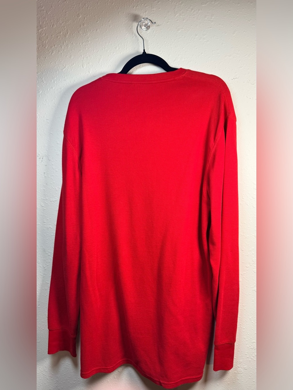 Polo Ralph Lauren Red Waffle Knit Thermal Long Sleeve Sleepwear Shirt - Picture 4 of 8